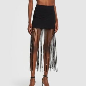 Mini skirt with fringe and beads